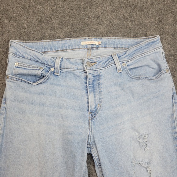 Levis Jeans Womens 32x32 Blue Denim Distressed Streetwear Superlow Bootcut Leg - Picture 4 of 13